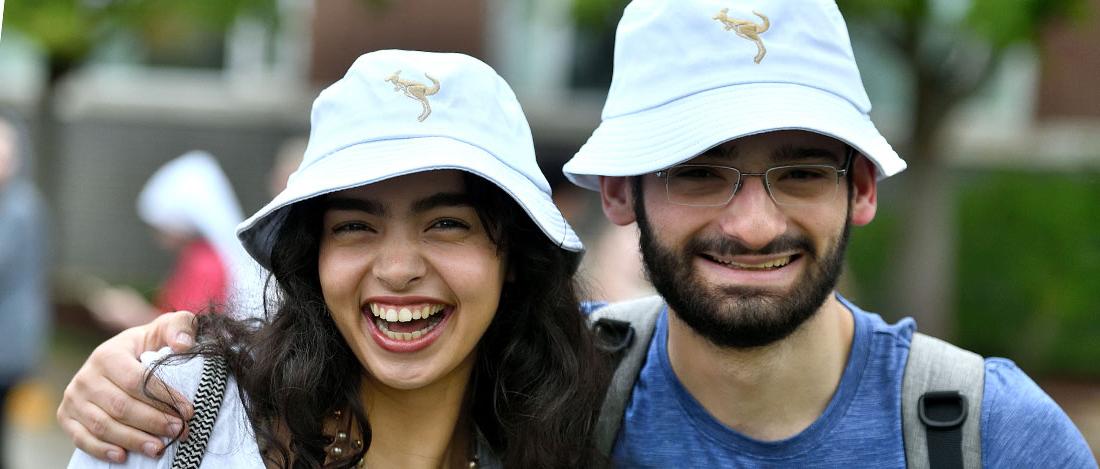 International students hanging out on campus at The University of Akron